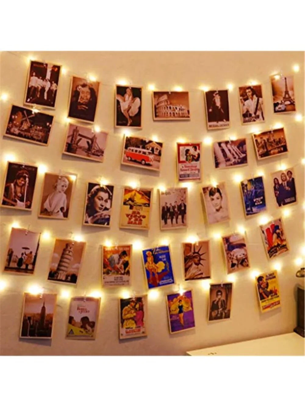 40ft 120 LED Photo Clip String Lights Warm White Fairy Lights USB Remote Timer